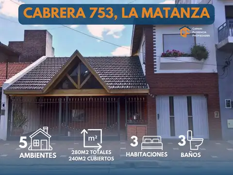 HERMOSA CASA 5 AMBIENTES CON PATIO, PARRILLA Y QUINCHO, EN EXCELENTE ESTADO Y EN VENTA