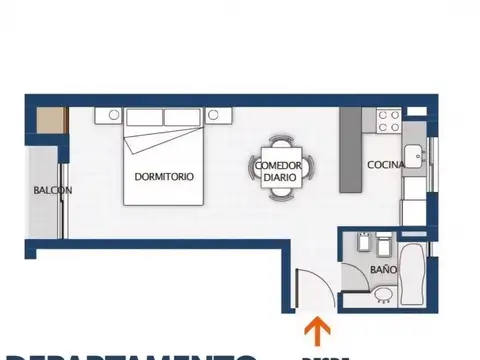 Departamento Monoambiente con 1 baño