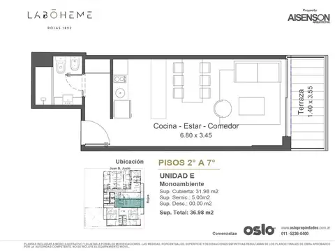 Departamento en venta de 1 ambiente en Villa Crespo de 37m2 Entrega:2026