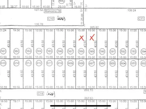 Terreno en Venta 15  mts Frente