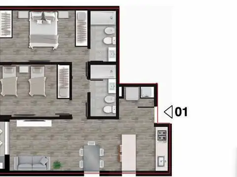 DeVENTA - Departamento 2 dormitorios en construcción. Centro, Rosario.