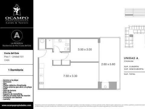 Departamento en Venta de 1 dormitorio