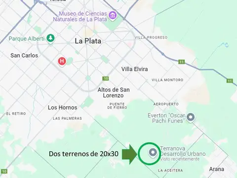 Terreno en Venta 20  mts Frente