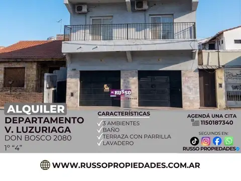 Alquiler de Departamento 3 Ambientes en Villa Luzuriaga