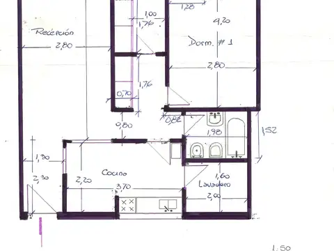 Departamento 3 ambientes con 1 baño