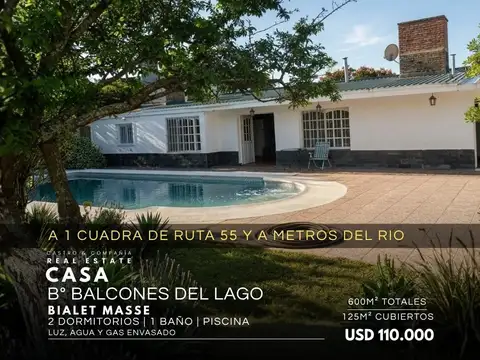Venta Casa De 2 Dormitorios C/Pileta A 100Mts De Ruta 55 En Balcones Del Lago, Bialet Massé