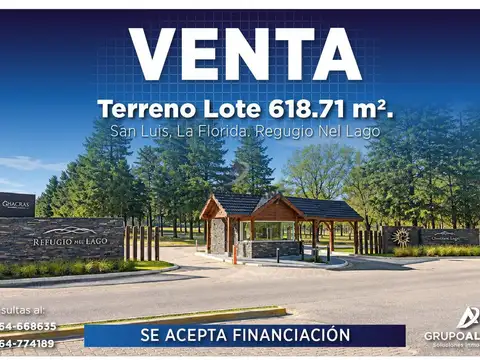 VENTA Lote 618.71 m2 en Rifugio Nel Lago. La Florida