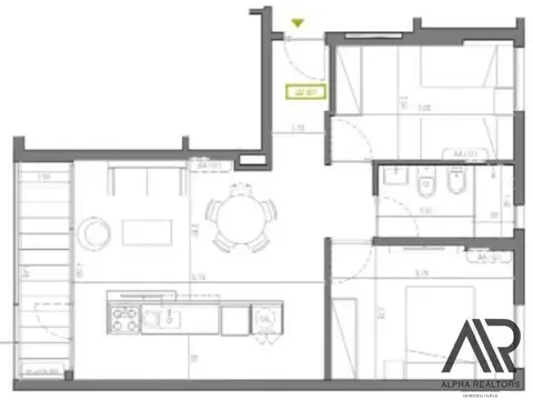 Departamento 3 ambientes con 1 baño