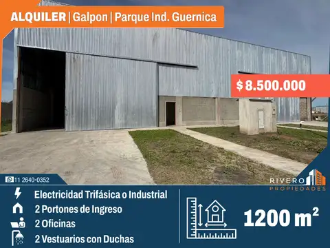Alquiler Galpón 1800m2 - Parque Industrial Guernica