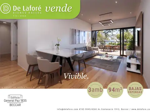 VENTA - Departamento 3 ambientes A ESTRENAR en Beccar - 2° A