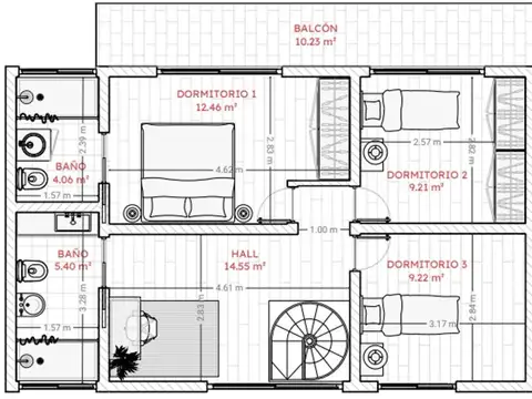 Depto Tipo Casa en Alquiler de 3 dormitorios