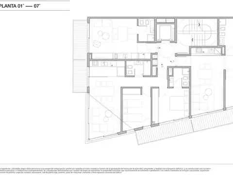 Dpto 3 amb, Piso 6° 02, c/balcón al fte, 81,53m2 total, en E
