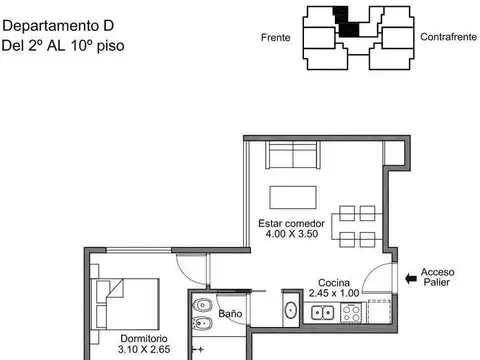 Departamento en Venta de 1 dormitorio