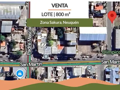 Venta terreno | apto desarrollo  | Lote 800 m² | Zona Sakura | Neuquén