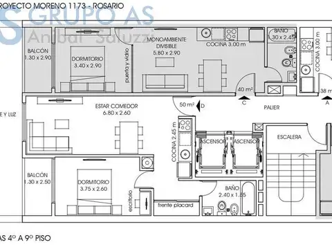 Departamento 3 ambientes con 2 baños