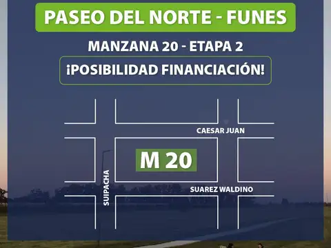 Venta de Terreno - Lote en Funes Norte (Financiación)
