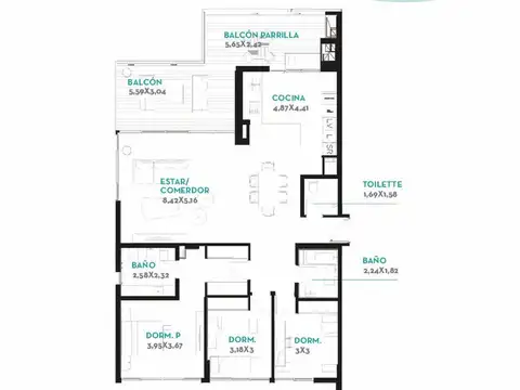 Departamento en Venta de 4 ambientes