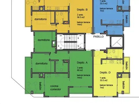 Departamento 3 ambientes con 1 baño