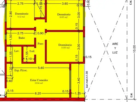 Departamento 4 ambientes con 2 baños