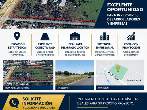 Terreno en venta 4.4 H Jose Belloni, Perimetral 102 (triangulo logístico de MVD)