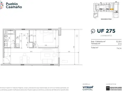 Departamento en Venta de 2 ambientes