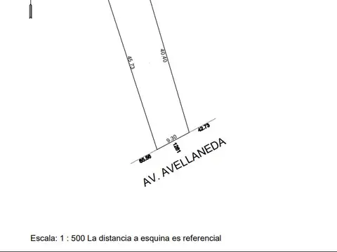 Terreno en Venta 9  mts Frente