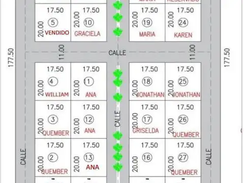 Terreno en Venta 20  mts Frente