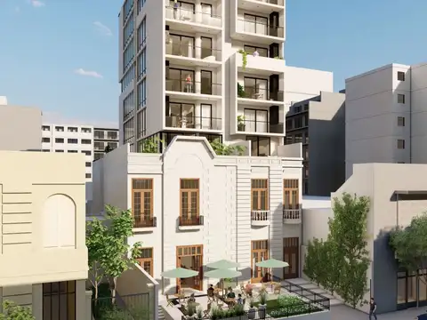 Departamento de dos ambientes con balcón aterrazado y parrilla en pozo Belgrano