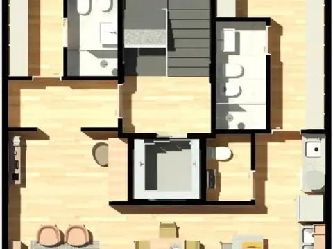 Departamento 2 ambientes con 2 baños