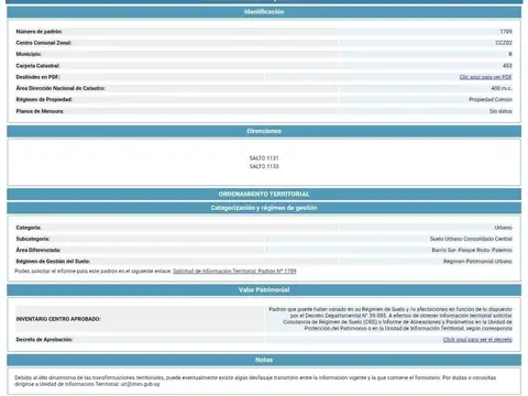 VENTA TERRENO PARA DESARROLLO  EN PALERMO