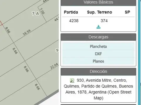 Terreno en Venta 43  mts Fondo