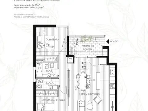 Departamento en Venta de 2 dormitorios