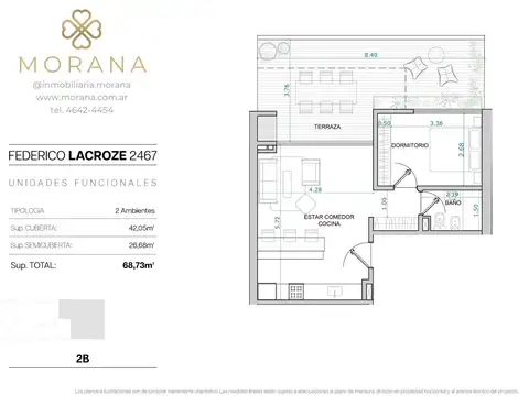 Departamento 2 ambientes. | Federico Lacroze al 2400