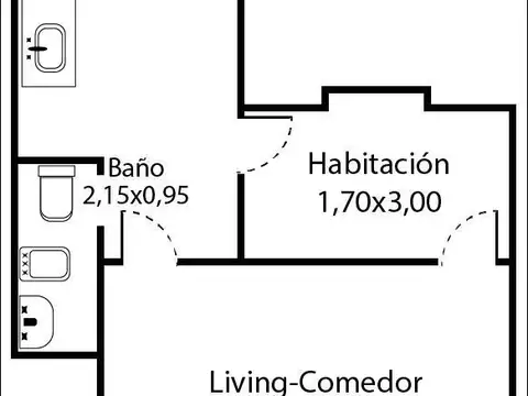 Departamento 3 ambientes con 2 baños