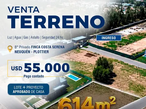 Lote en esquina con servicios completos y proyecto aprobado, listo para construir Finca Costa Serena