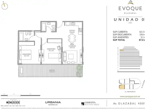 Departamento en Venta en Villa Urquiza, USD 356.700