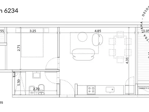 Departamento 3 ambientes con 2 baños
