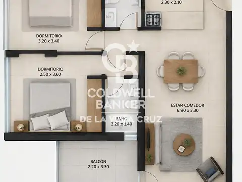 Departamento 5 ambientes con 2 baños