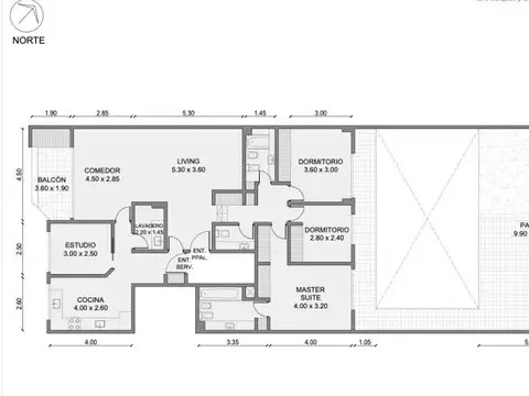 Departamento 4 ambientes con 2 baños