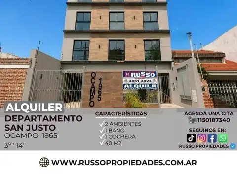 Departamento de dos ambientes en alquiler
