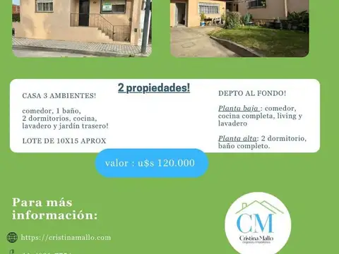 Ideal Familia o Inversión: Dos viviendas en un mismo lote