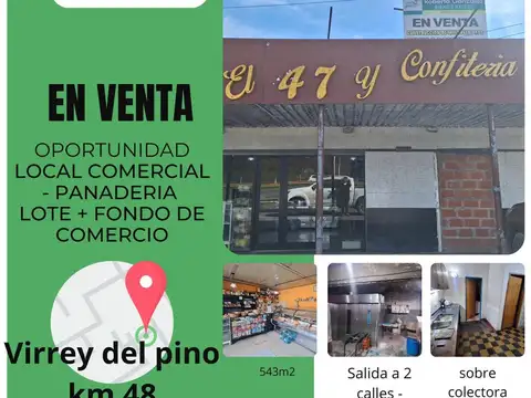 Panaderia sobre dos lotes con salida a dos calles Ruta 3