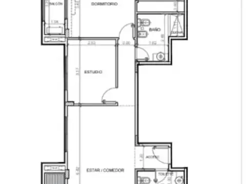 Departamento 3 ambientes con 2 baños