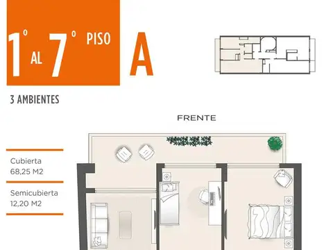 Tres Ambientes en Av. San Martin 4820 4°A - Villa del Parque