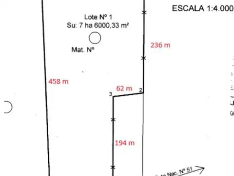 TERRENO DE 7,6 HA O FRACCIÓN EN VENTA RN 51 SALTA