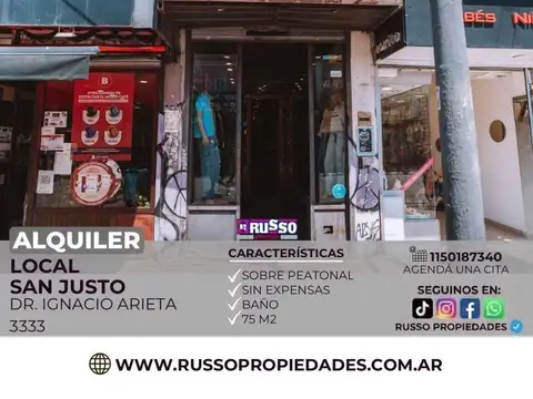 Alquiler de Local Comercial sobre peatonal en San Justo