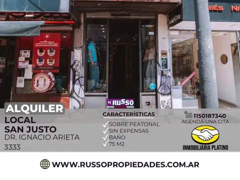 Alquiler de Local Comercial sobre peatonal en San Justo