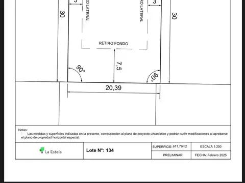 Terreno en Venta de 612,0 m2