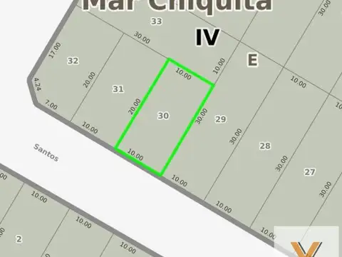 Terreno en Venta 10  mts Frente