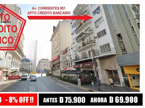 DEPARTAMENTO 1y1/2 o 2 AMBIENTES APTO PROFESIONAL MICROCENTRO A MTS OBELISCO IDEAL RENTAL AMOBLADO